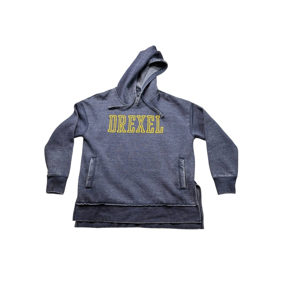 Pressbox Drexel University Burnout Wash HoodieBlue Fleece Sweatshirt L #1042